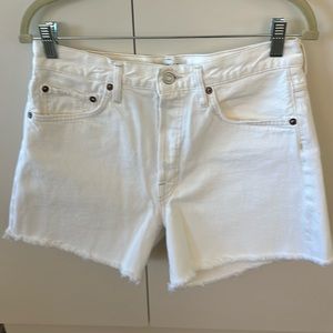AGOLDE WHITE DENIM SHORTS